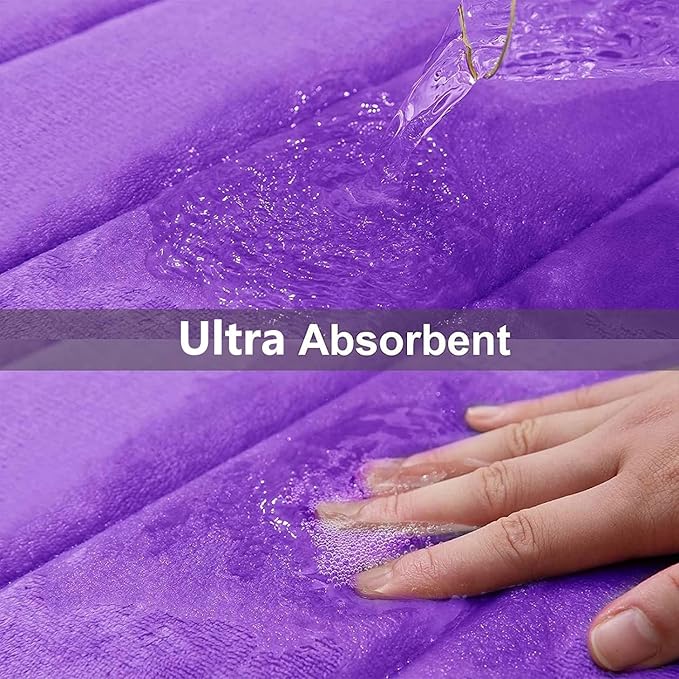 Buganda Memory Foam Bath Mat, 30" x 20", Ultra Soft and Non-Slip Bathroom Rugs, Water Absorbent and Machine Washable Bath Rug for Bathroom, Shower, and Tub, Purple