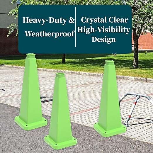 BESEA 6 Pack 36" Bright Green Traffic Safety Cones with Weighted Base, High-Visibility Parking Cones for Driveways, Business Parking Lots, Garages, Indoor/Outdoor Use