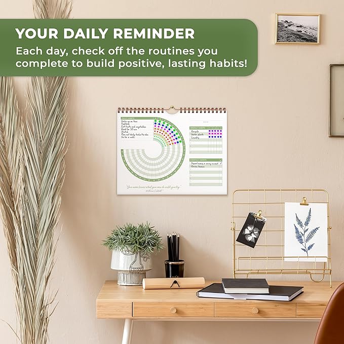 Clever Fox Habit Calendar Circle – 24-Month Inspirational Daily Habit Tracker with Colorful Pages – Routine & Goal Planner Journal (Lavender & Red)