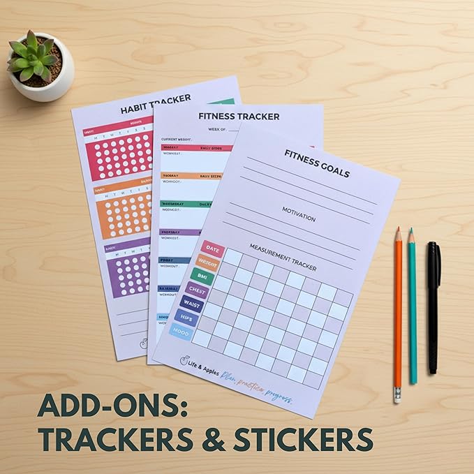 Life & Apples Daily Wellness Journal - Guided Journal & Planner for Wellbeing, Gratitude & Healthy Routines | Food & Fitness Journal, Habit Tracker, Weight Loss Diary | Undated A5 Yellow
