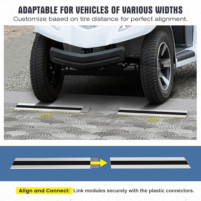 1" Rise Modular Threshold Ramp for Doorways, Stable Wheelchair Ramp for Home Steps, Aluminum Door Ramp and Curb Ramp for Scooters, Power Chairs, Cars, 1100LBS Load Capacity