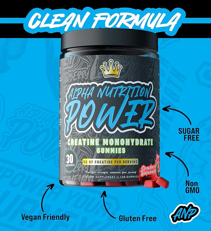 Creatine Monohydrate Gummies 5g - Strawberry-Watermelon Flavored Creatine for Men and Women - Supplement for Muscle Gain, Energy, Pre and Post Workout, Recovery, (120 Gummies)