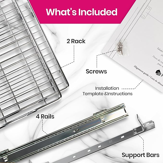 HOLDN’ STORAGE Two Tier Pull Out Cabinet Organizer, Individual Sliding Drawers - Heavy Duty Metal with Lifetime Limited Warranty - Anti Rust Chrome Finish - 14" W x 21”D x 16.5" H
