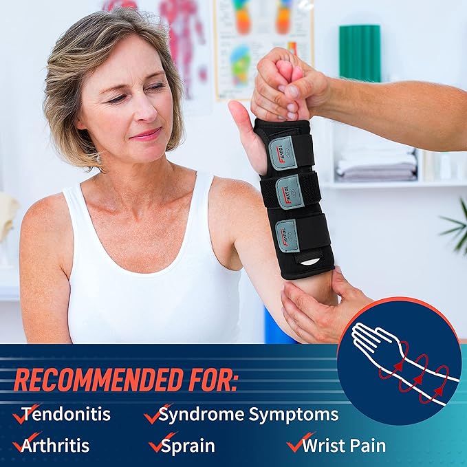 FEATOL Wrist Brace Hand Brace, Carpal Tunnel Wrist Splint Night Support for Women Men, Pain Relief Support -Tendonitis, Arthritis, Sprain, Right Hand, Small/Medium