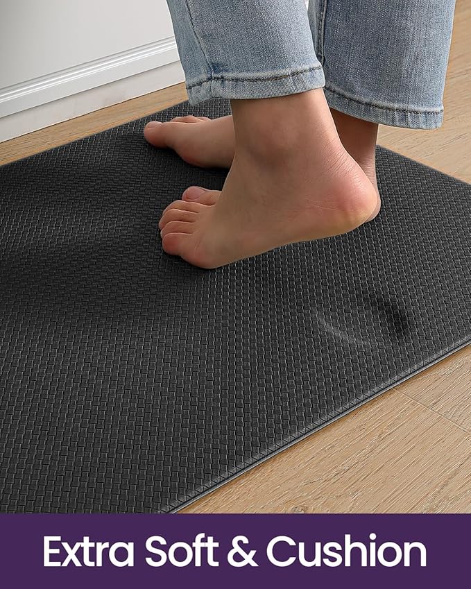 DEXI Kitchen Floor Mats Cushioned Anti Fatigue, 23x86, Large Long Standing Runner Rug Waterproof, Comfort Memory Foam Padded for Front Sink Laundry, Black