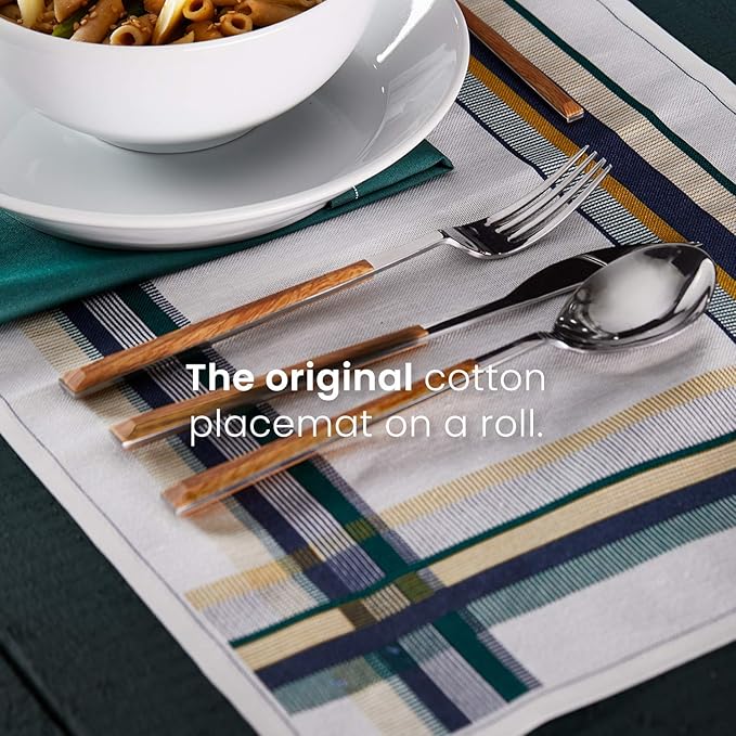MY DRAP Washable And Reusable Cloth Placemat - 17.7 x 12.6 in (12 Per Roll, Cotton Anthracite Grey)