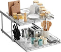 HOLDN’ STORAGE Two Tier Pull Out Cabinet Organizer, Individual Sliding Drawers - Heavy Duty Metal with Lifetime Limited Warranty - Anti Rust Chrome Finish - 24" W x 21”D x 16.5" H
