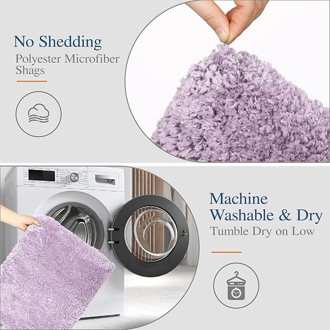 Walensee Large Bathroom Rug (24 x 60, Lavender) Extra Soft and Absorbent Shaggy Bath Mat Machine Washable Microfiber Non Slip Luxury Floor Mat