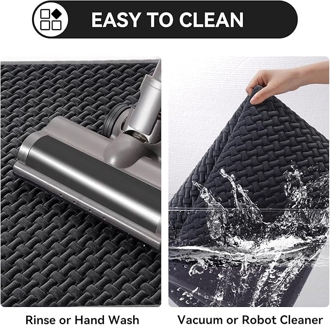 Bathroom Runner Non Slip, Extra Soft Absorbent Quick Dry Bath Mats, Foam Weave Texture Thin Bath Rugs Washable with Rubber Backing, 24" x 70“