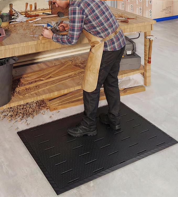 jxgzyy Commercial Rubber Mats for Floor 47.24'' x 35.43'', Heavy Duty Rubber Mats for Outside,Non-Slip Waterproof Restaurant & Bar Rubber Matt for Garage, Patio, Entrance, Anti-Fatigue