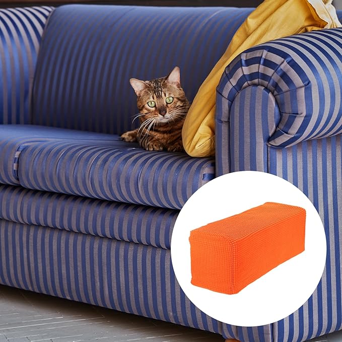 uxcell 2pcs Stretch Armrest Covers for Chairs/Sofas, Couch Arm Covers with Twist Pin, Furniture Protector Slipcovers Orange