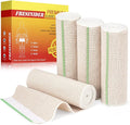 FRESINIDER Premium Elastic Bandage Wrap, 4 Pack 6" × 4.5 Yards (13.5 ft) Cotton Latex-Free Compression Wrap with Touch Closure, Reusable Support Bandage for Sports, Exercise, and Daily Joint Support