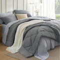 Bedsure Queen Comforter Set - 7 Pieces Reversible Grey Bedding, GentleSoft™ Queen Size Bed Set Gift for Family, Bed in a Bag with Warm Down Alternative Comforter, Sheets, Pillowcases & Shams