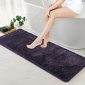 MIULEE Extra Thick Non Slip Bathroom Rug Shaggy Soft Bath Mat Plush Microfiber Absorbent Water for Shower Tub Machine Washable (Dark Purple, 16x48 Inches)