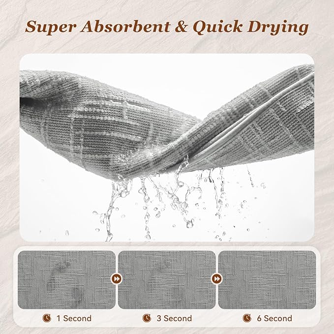 AMOAMI Bath Mat Non Slip Super Absorbent Quick Dry Bath Mats for Bathroom Floor Rubber Backing Washable Bathroom Rugs Modern Woven Jacquard Mat, Beside Tub Bath Rugs, 2' x 6', LightGrey