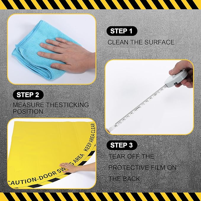 1 Pack Door Swing Caution Floor Sign for Safety Warning Door Swing Area Keep Area Clear Floor Sign Vinyl Non Slip Surface(28 x 28 Inches,Textured,Yellow)