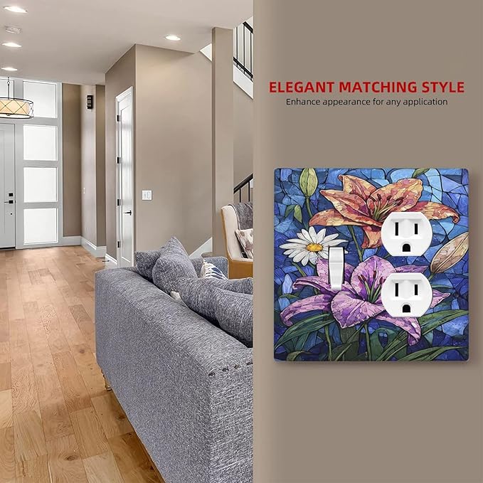 Wallplates Vintage Colorful Flower Oil Painting Style 1 Toggle 1 Duplex Switch Plate Electrical GFCI Faceplate Decorative Light Switch Covers for Bedroom Bathroom Decor