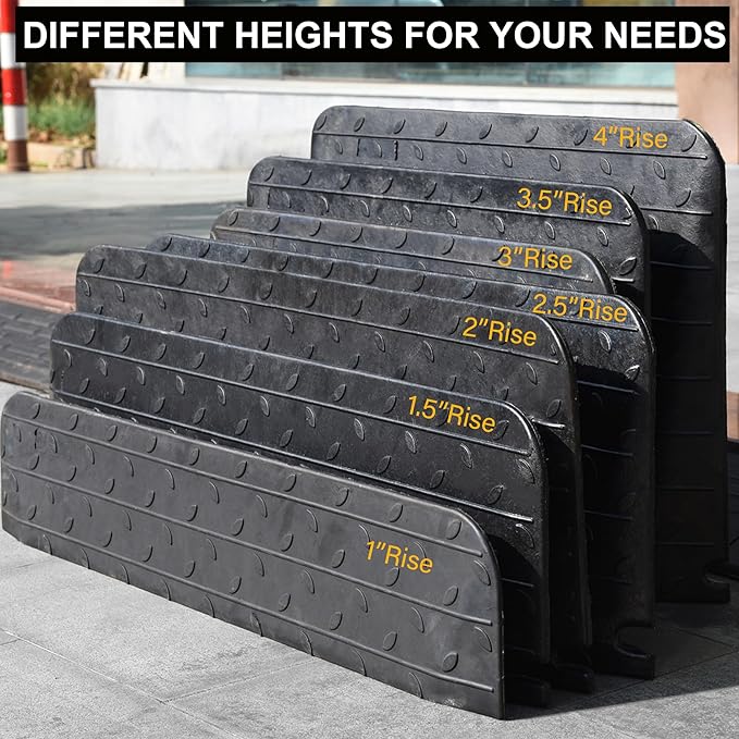 OrangeStar Rubber Threshold Ramp for Doorways, 1.5" Rise Non-Slip Wheelchair Ramp, 33000lbs Load Capacity, Rubber Curb Ramp for Wheelchair, Scooter(2 Packs)