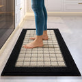 Kitchen Mats for Floor 17"x30", Non-Slip Washable Kitchen Rugs, Absorbent and Stain Resistant Kitchen Rug, Durable Comfortable Rugs for Kitchen, Hallway, Laundry & Sink, Black