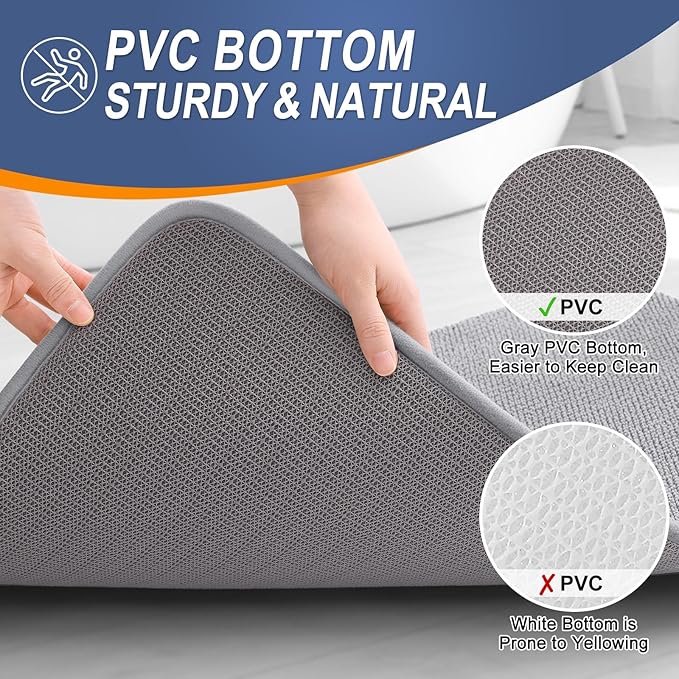 OLANLY Thick Memory Foam Bath Mat Rug 59x24, Extra Soft Absorbent Bathroom Rug, Quick Dry, Machine Washable Bath Mats, Non-Slip, Carpet for Bathroom Floor, Tub and Shower, Home Decor Accessories, Grey