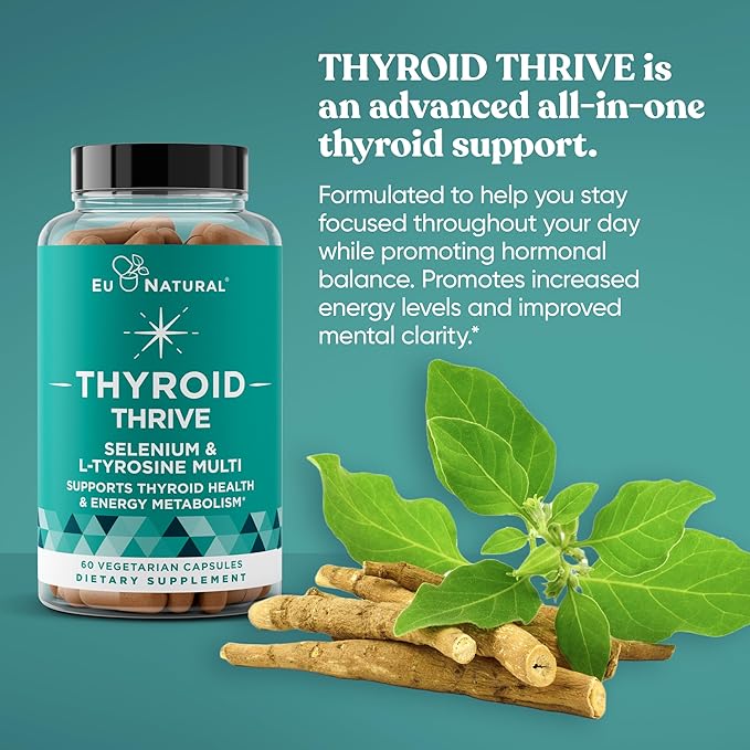 Thrive Energy Support – Naturally Fight Fatigue, Balance Hormones, Promote Focused Energy – Zinc, Selenium, Iodine – 60 Vegetarian Soft Capsules
