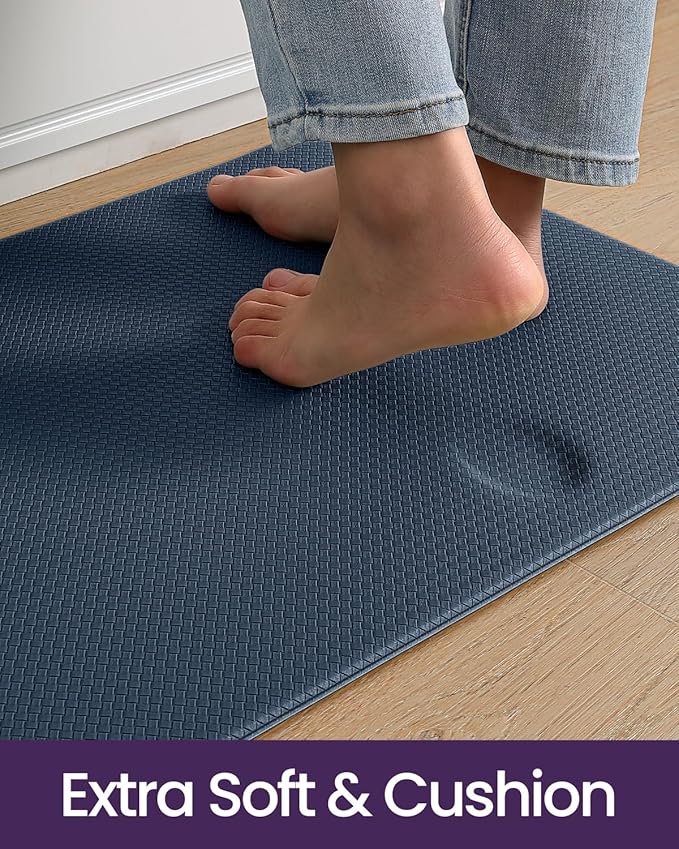 DEXI Kitchen Floor Mats Cushioned Anti Fatigue, 23x86, Large Long Standing Runner Rug Waterproof, Comfort Memory Foam Padded for Front Sink Laundry, Navy