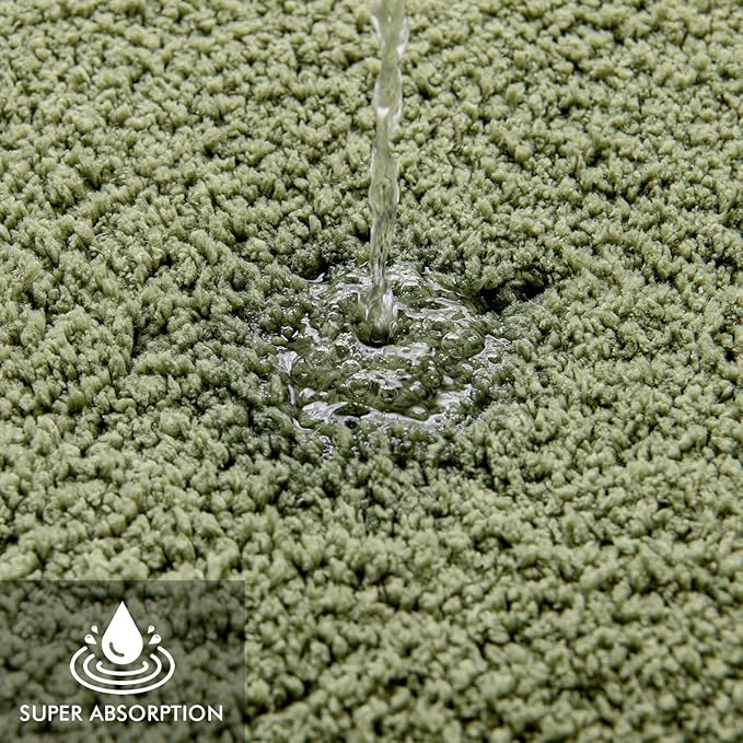 MIULEE Extra Thick Non Slip Bathroom Rug Shaggy Soft Bath Mat Plush Microfiber Absorbent Water for Shower Tub Machine Washable (Sage, 16x24 Inches)