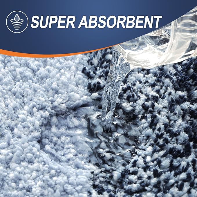 OLANLY Bathroom Rug Set 2 Piece, Soft Absorbent Microfiber Bath Rug Set, Non-Slip, Machine Wash Dry, Plush Shaggy Bath Mats for Bathroom (47"x20"+24"x16", Dark Blue)