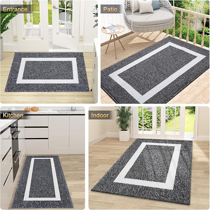 OLANLY Indoor Door Mat, 36x24, Non-Slip Absorbent Resist Dirt Entrance Mat, Washable Low-Profile Inside Entry Doormats for Entryway, Black