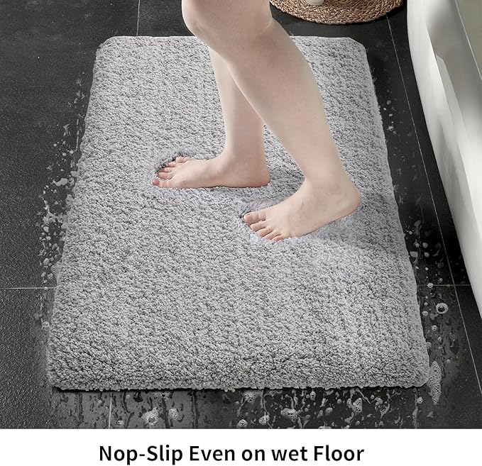 Gray Bathroom Runner Rug 24x59 Non Slip Fluffy Long Bath Mat for Bathroom Floor Washable Plush Luxury Bath Rug for Tub Absorbent Shower Sink Mat Bedside Rug