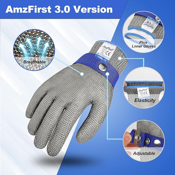 Cut Resistant Glove Food Grade, Stainless Steel Mesh Metal Knife Cutting Glove for Butcher Oyster Shucking Kitchen Mandoline Chef Slicing Fish Fillet(Size: 10/X-Large)