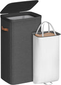 SONGMICS Laundry Basket, 26.4 Gal. Laundry Hamper, Easy Assembly, with Lid and Handles, Removable Liner, 16.5 x 12.6 x 29.5 Inches, Ink Black ULCB811BH01