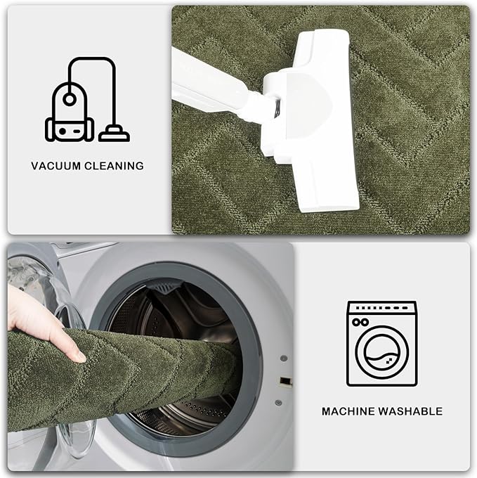 PURRUGS Dirt Trapping Door Mat 32" x 70", Non-Slip Machine Washable Entry Rug, Shoe Scraper, Dog Doormat, Super Absorbent Welcome Mat for Front & Back Door, Muddy Wet Shoes & Paws, Sage Green