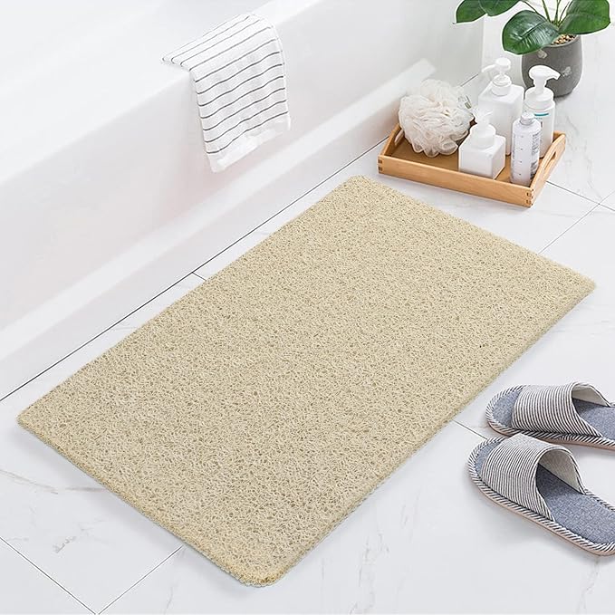Joyhalo Shower Mat Bathtub Mat Non Slip, Bathmats Non Slip, Quick Drying Foot Scrubber Loofah Mats for Shower, Tub, Bathroom, Home, 30x17inch, Beige