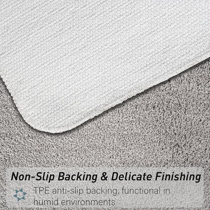 Luxury Quick Dry Non-Slip Bathroom Rugs【24'' x 36'' Light Grey】 Highly Absorbent Washable and Ultra Soft, Extra Thick Fluffy Bath Mats for Shower/Kitchen/Bathtub Floor