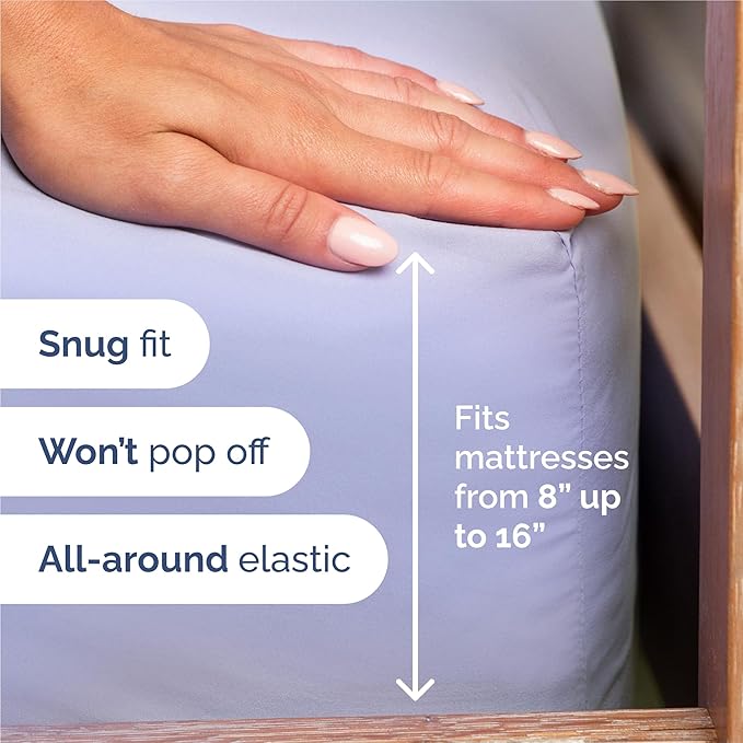 Split King 7 Piece Sheet Set - Cooling and Breathable Bed Sheets - Hotel Luxury Bed Sheets for Women, Men, Kids & Teens - Deep Pockets - Easy Fit - Soft and Wrinkle Free - Split King Lavender Sheets