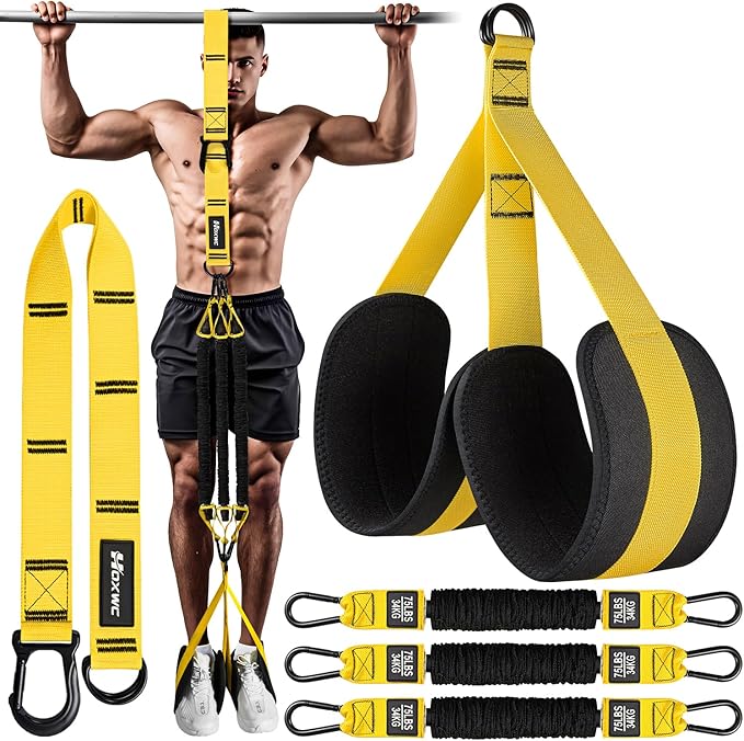 Pull Up Assistance Bands, Adjustable Heavy Duty Resistance Band for Pull Up, 3 Pull Up Bands, Comfortable Fabric Feet/Knee Rest, Assistance Bands for Pull-Up, Home Fitness, Body Stretching