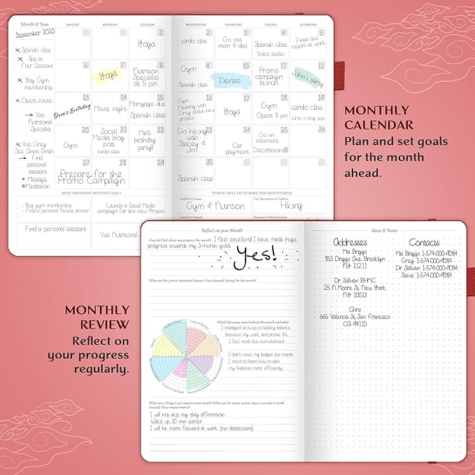 Legend Planner – Weekly & Monthly Life Planner to Hit Your Goals & Live Happier. Organizer Notebook & Productivity Journal. A5 (Wine Red)