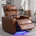 Zero Wall Power Recliner with Bluetooth Speaker & USB Ports - Home Theater Electric Recliner Chair with Cup Holder, Arm Storage, LED Lights, Phone Holder & Removable Tray Table