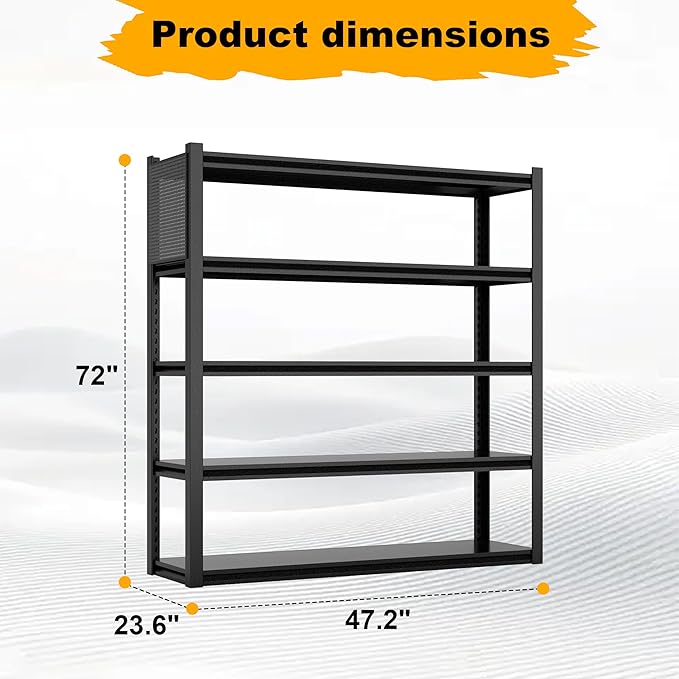 3 Sets Storage Shelves with Pegboard,72“*48" Wide 24”Heavy Duty Garage Shelving Units and Storage,Metal Shelving Adjustable Shelves,Garage Storage Rack,Industrial Utility Organization