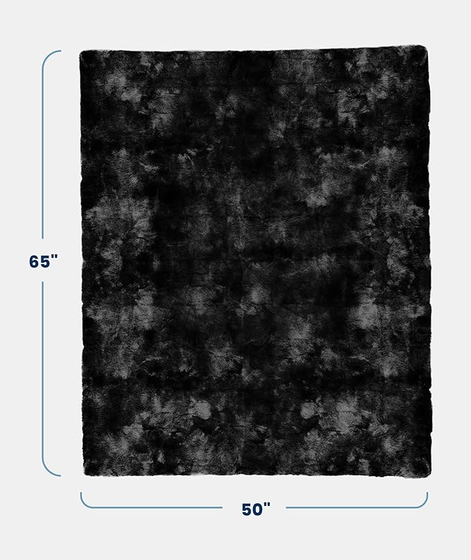 Everlasting Comfort Soft & Comfortable Black Faux Fur Throw Blanket for Couch - (50"x65") Minky & Fluffy Fall Blankets & Throws, Plush Fuzzy Cover for Bed, Sofa & Living Room - Cozy Home Decor