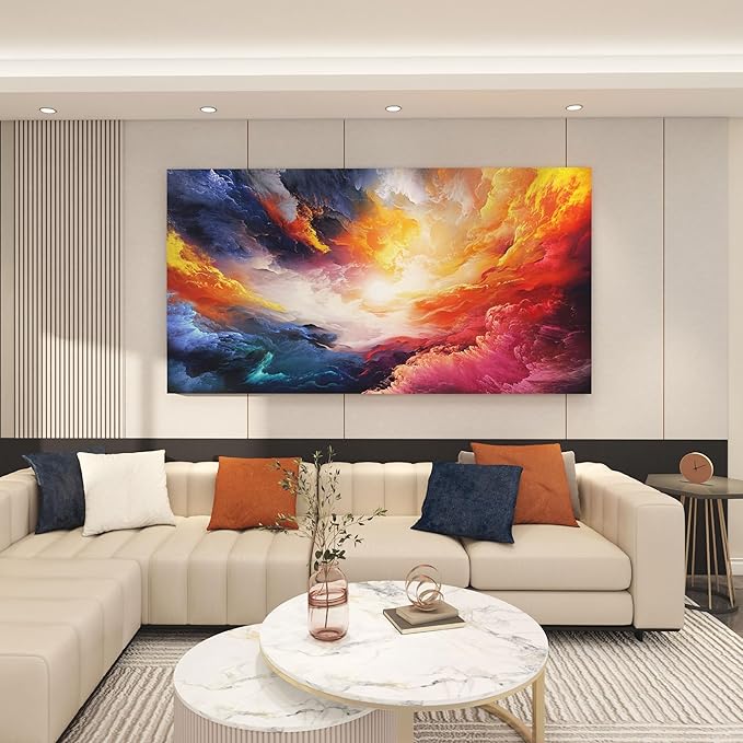 Pogusmavi Wall Art for Living Room - Abstract Canvas Wall Art - Colorful Paintings for Wall Decorations - Large Wall Decor - Art Work for Office Contemporary Home 58×29in