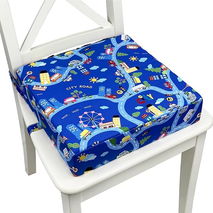 Toddler Booster Seat for Dining Table,Portable Kids Booster Seat - Adjustable, Non-Slip, Lightweight & Easy to Clean (Blue)