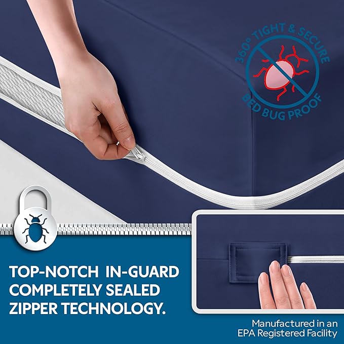 Guardmax Jersey Knitted Queen Zippered Mattress Encasement - Waterproof & Bed Bug Proof Mattress Protector - Comfortable, Soft, and Noiseless Zippered Bedding - Dust Mite Proof (60 x 80 x 12)