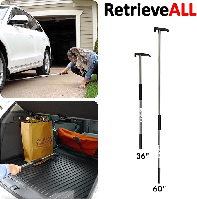 RetrieveALL Value Pack (2 Pack) of Heavy Duty Retrieval Pole | No Rust Cargo Tool | Multi-Use Cargo Retriever | No Rust Reaching Aid, Durable Lightweight Versatile Grabber