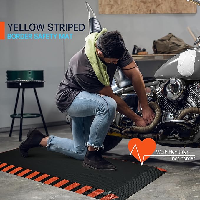 FEATOL Anti Fatigue Mat Industrial, Ergonomic Standing Floor Mat for Work for Stand -Safety Support for Leg & Back Pain(Orange Border, 20" x 39", 2PC)