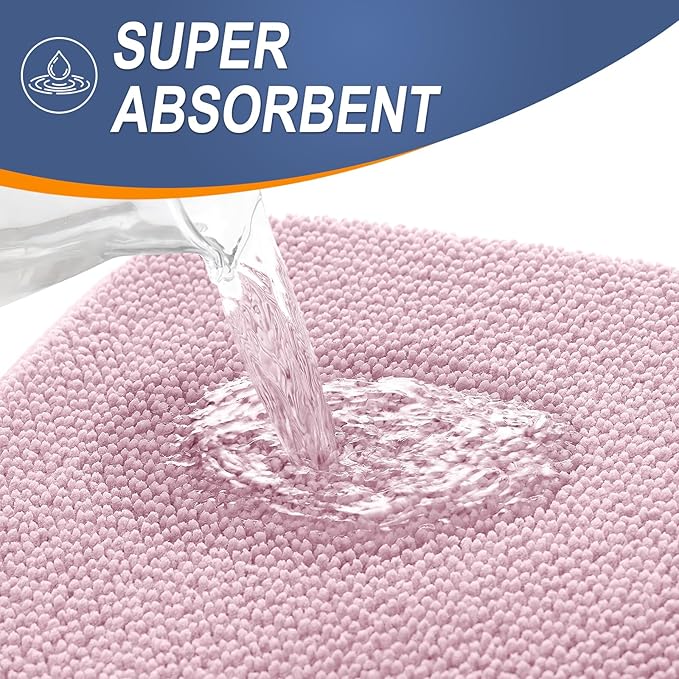 OLANLY Thick Memory Foam Bath Mat Rug 36x24, Extra Soft Absorbent Bathroom Rug, Quick Dry Bath Mats, Non-Slip, Machine Washable Carpet for Bathroom, Tub and Shower, Home Decor Accessories, Dusty Rose