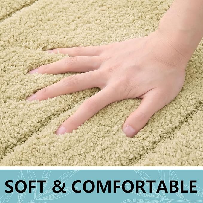Buganda Bathroom Rugs, 24" x 16", Soft and Absorbent Microfiber Bath Rugs, Non-Slip Shaggy Shower Carpet, Machine Wash Dry Bath Mats for Bathroom Floor, Tub and Shower, Beige