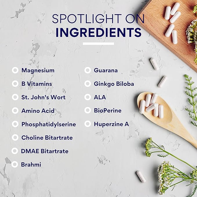 Research Verified Brain Booster - Brain Supplement for Memory and Focus, Nootropic Supplement for Cognitive Support - 360 Vegan Capsules - 6 Bottles