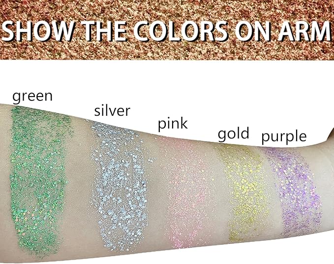 MEICOLY Purple Hair Glitter Stick,Halloween Mermaid Face Glitter Paint,Mardi Gras Outfit for Women Accessories,Waterproof Body Glitter Chunky Makeup,Body Glitter for Spirit Week Costume